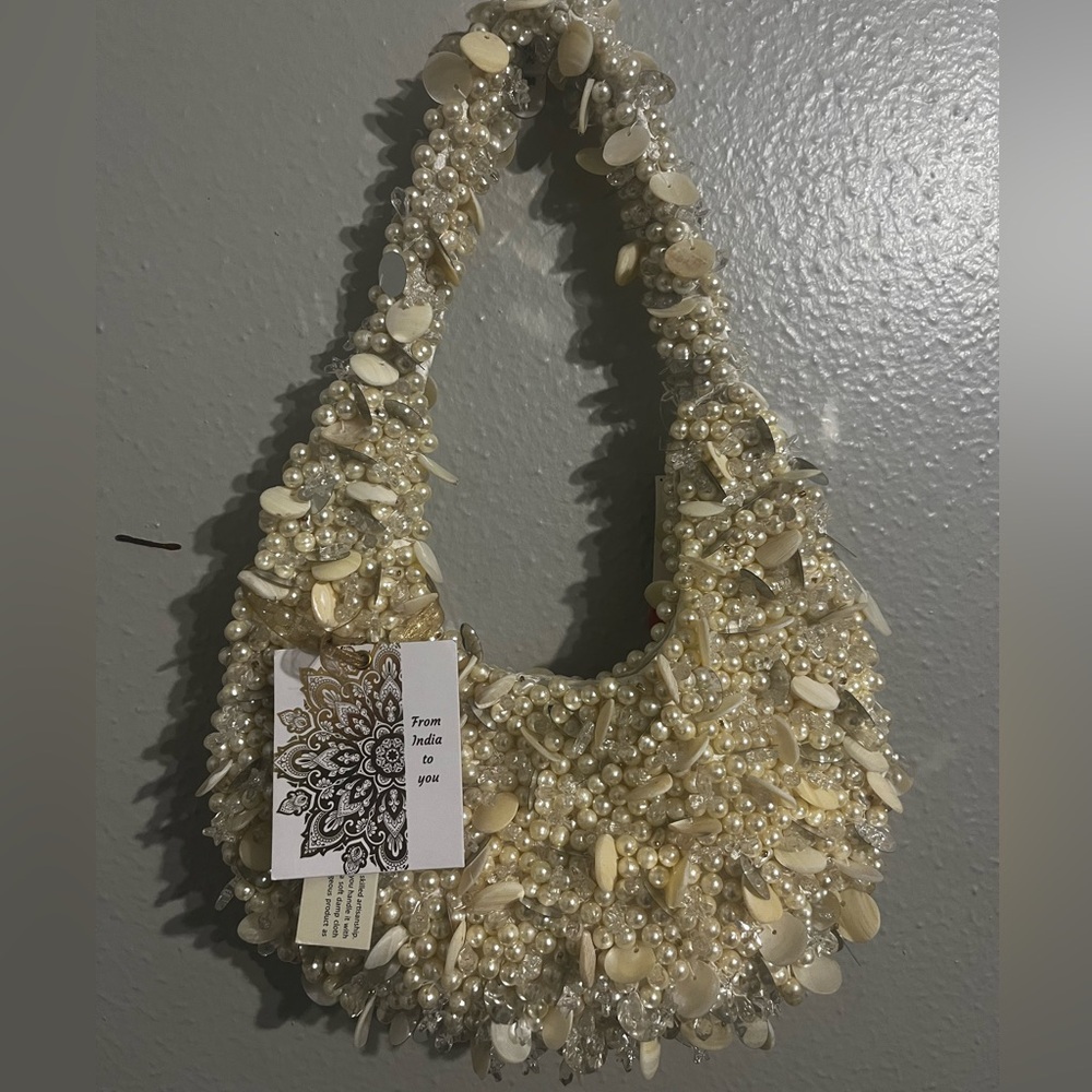 Handcrafted in India Pearl Beaded Shoulder Bag Purse NWT From India to You